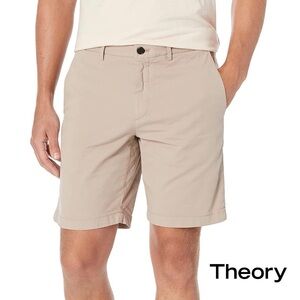 Theory Zaine Atlas Twill Shorts Men's 32 Light Beige Flat Front Performance